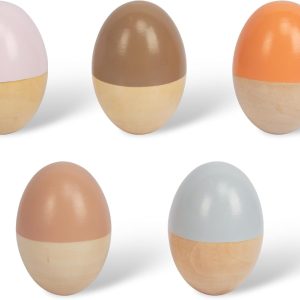 5 Pcs Wooden Baby Egg Shakers Hand Musical Maracas Percussion Instruments for Toddlers Kids