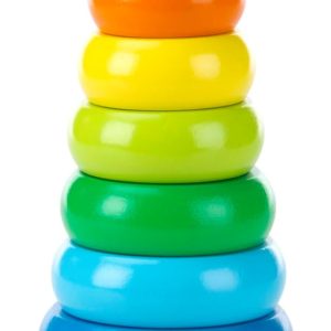 Rainbow Stacker Wooden Ring Educational Toy - Wooden Stacking Rings, Stacker Toys for Toddlers Ages 2+