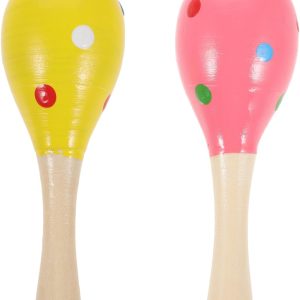 Maracas for Kids Baby Wooden Rattle Musical Toys Wooden Maracas Rattles Musical Educational Toys ( Random Color Pattern )