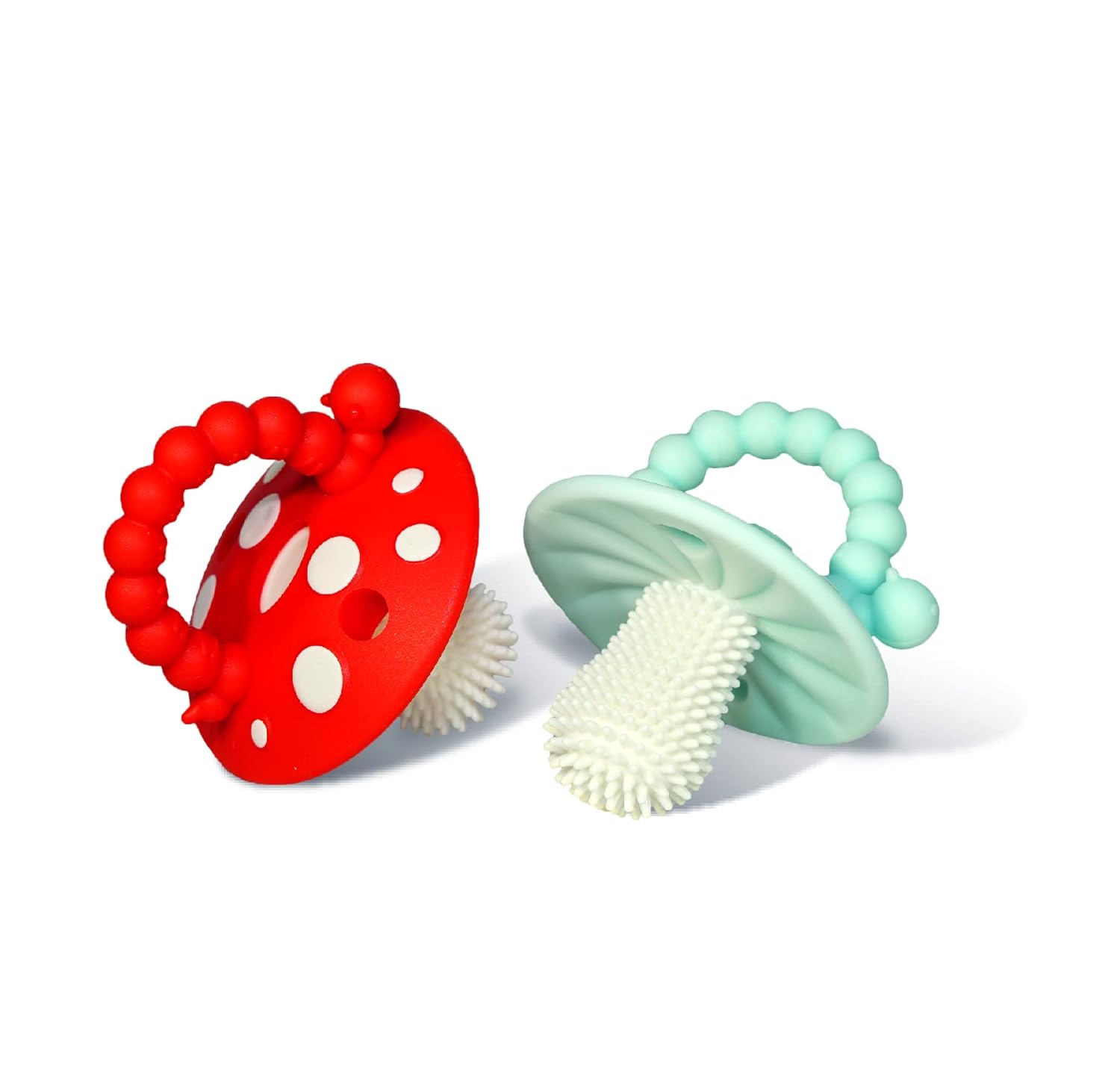 Teether – Soft Silicone Teething Toy for Infants & Babies 3M+, Massaging Bristles for Teething Relief, Hands-Free & Easy to Hold, Sensory Development, BPA-Free - Great Gift - Red/Blue