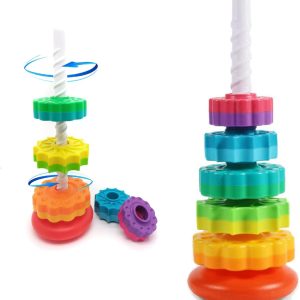 Spinning Stacking Toys, Educational Toddler Toy Stacking Rings Baby Toys, Montessori Toy for Girls and Boys, Spin Gears Christmas Birthday Gift for 1-3 Year Old