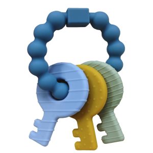 Teether Toys,Silicone Teething Toys for 3+ Months,Teething Keys Toy for Infants-Soft & Raised Texture to Soothe Gums,BPA Free (Deep Blue)