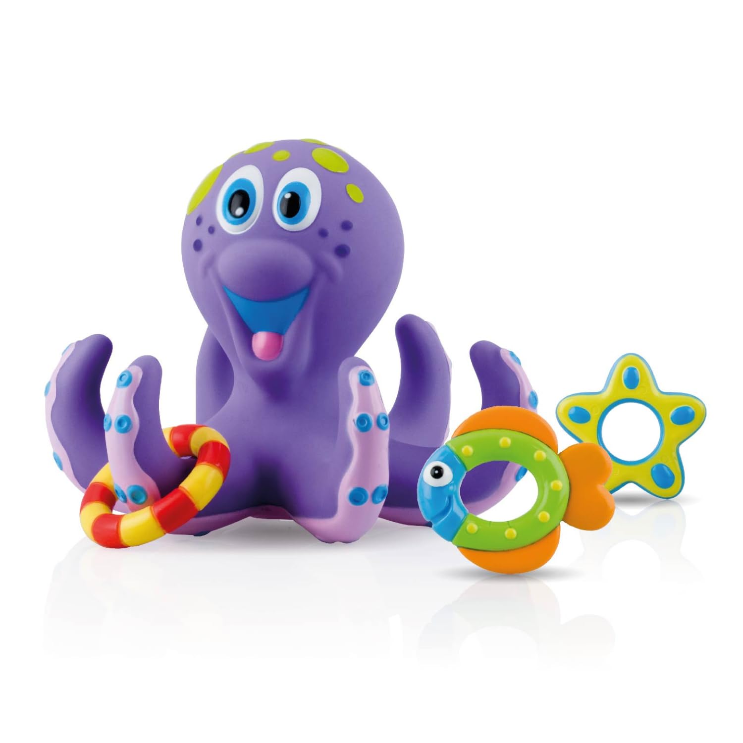 Floating Octopus Toy with 3  Rings – Baby Bath Toy for Boys and Girls – 18+ Months – Purple (Pack of 1)