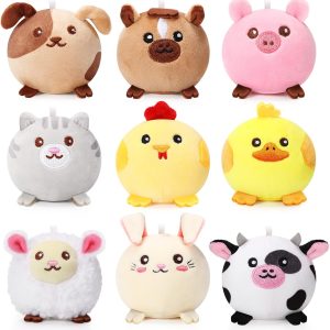 9 Pcs Mini Plush Animals Toys Bulk 3.15 Inch Cute Soft Small Stuffed Animal Plush Keychain for Kids Goodie Bag Fillers Birthday Classroom School Prizes Festival Party Favors(Farm Animals)