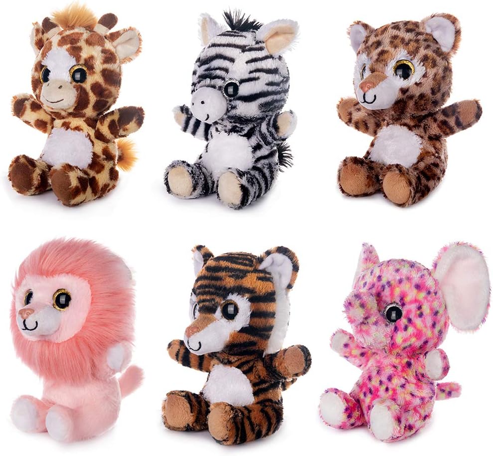 7" Plush Toys Set Stuffed Animals Bundle of Forest Animal Toys Lion/Elephant/Zebra/Giraffe/Tiger/Leopard Stuffed Animals Pack of 6 for Babies Kids Girls Boys - Image 2