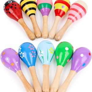 10PCS Mini Wooden Maracas, Maracas for Toddler Musical Instruments Wooden Shakers Baby Musical Toys Infant Learning Toys