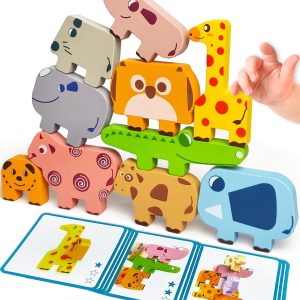 Montessori Toys for 1 2 3 Year Old Boys Girls, Toddler Toys Age 2-4, 10 Pack Wooden Animal Blocks Sorting & Stacking Education Toddler Puzzles Toy,1 2 3 Year Old Girl Boy Birthday Gifts